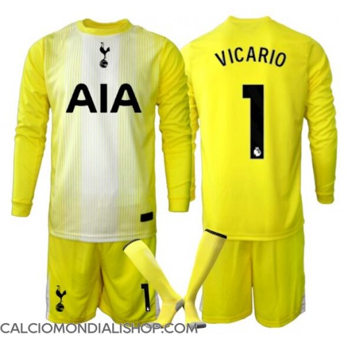 Maglie da calcio Tottenham Hotspur Guglielmo Vicario #1 Portiere Terza Maglia Bambino 2025-26 Manica Lunga (+ Pantaloni corti)